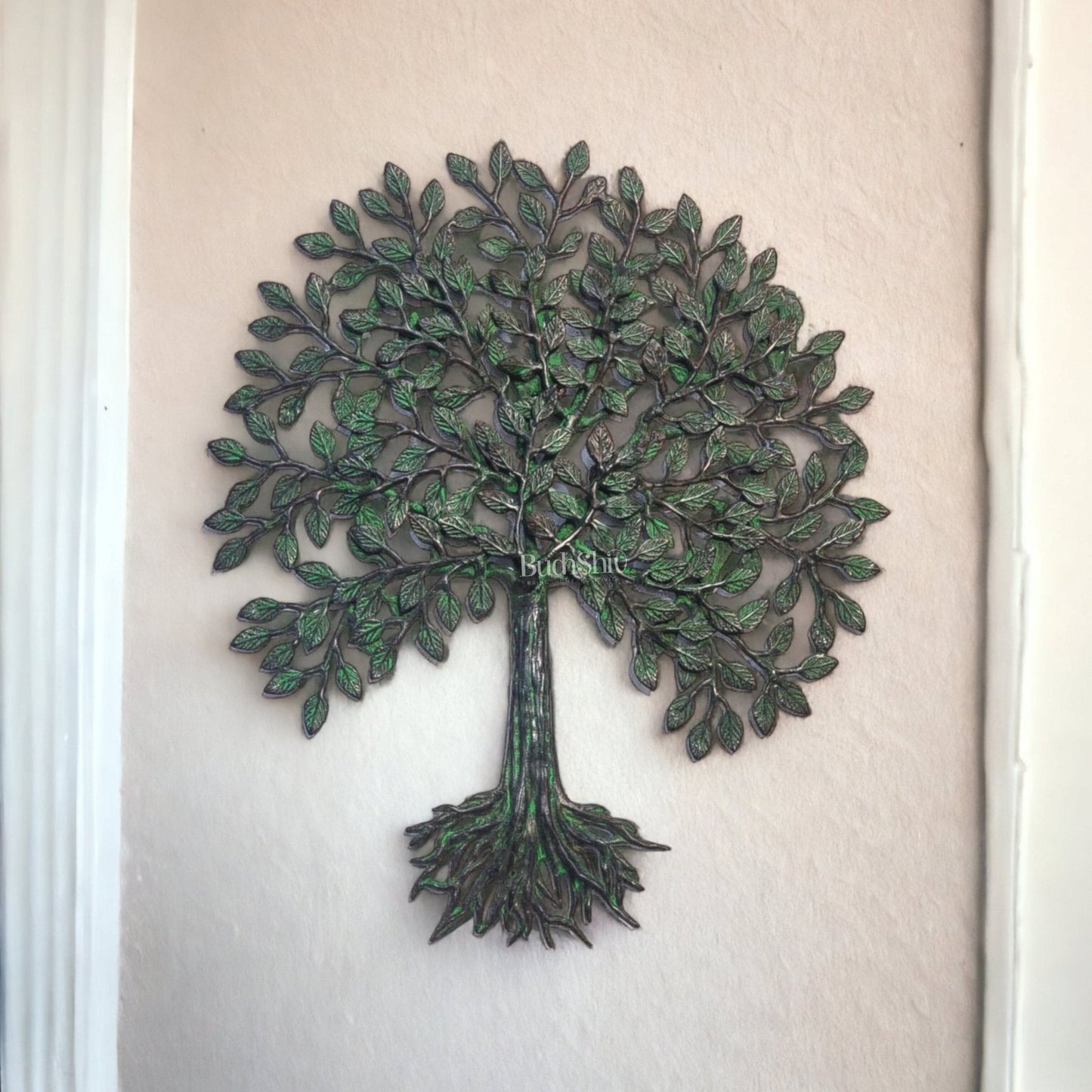 Antique Green Brass Kalpavriksha Tree for wall hanging 20 inch