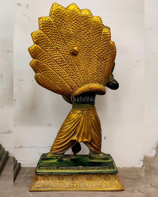 Antique Tone Brass Narasimha Statue - 12 inch