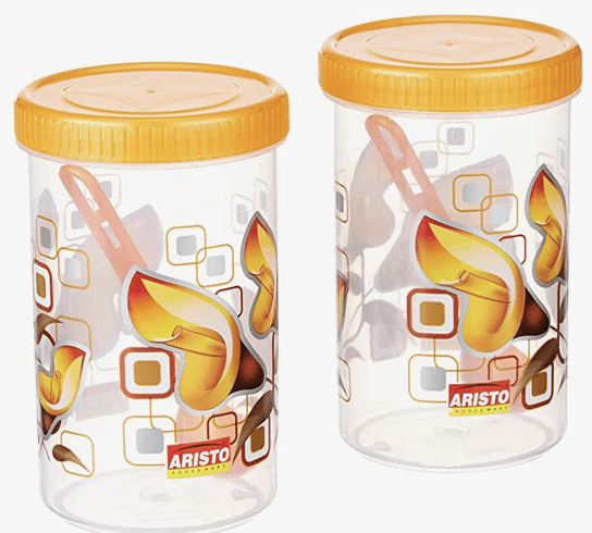 Aristo Storewell104 Air-Tight Storage Container For Kitchen, Plastic Jar For Storing Spices, Snacks, Grains, Dals- 720 ML (2 pcs set)