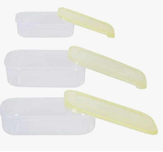 Aristo Italy Plastic Storage Container 3 Pcs Set, Transparent Clear (20.2 x 13.4 x 5cm)