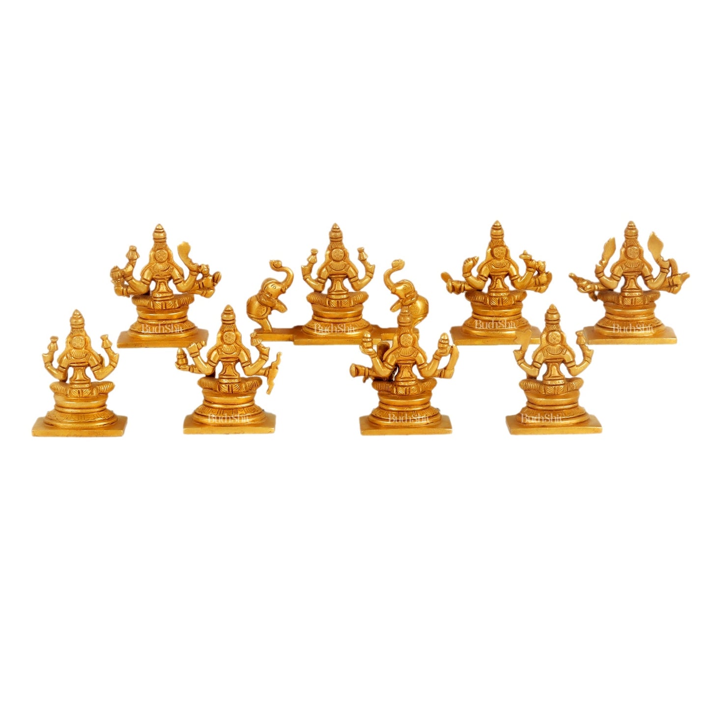 Ashtalakshmi Superfine Brass Idols - 3.5 Inches | BudhShiv