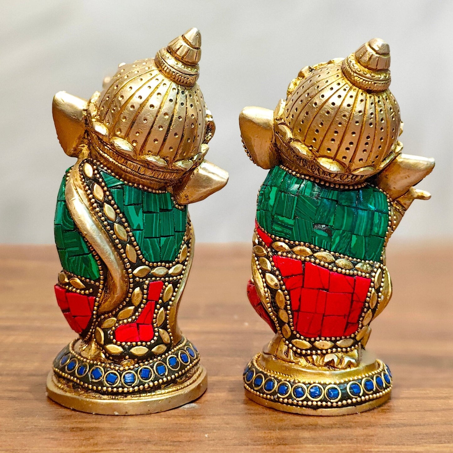 Baby Ganesha Brass Idols pair 5 " Stonework