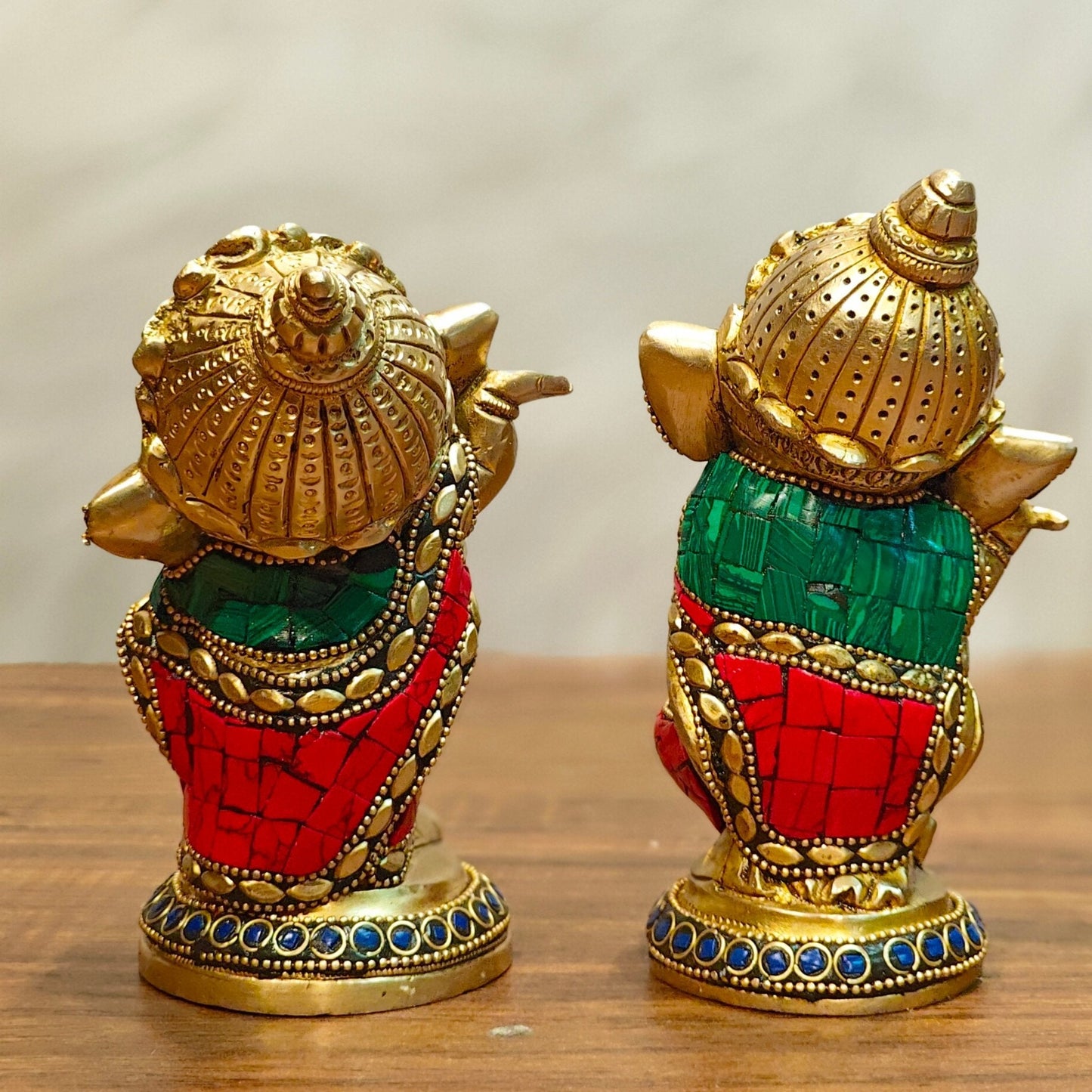 Baby Ganesha Brass Idols pair 5 " Stonework