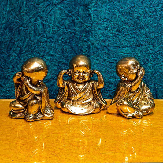 Brass Baby wise Buddha monks