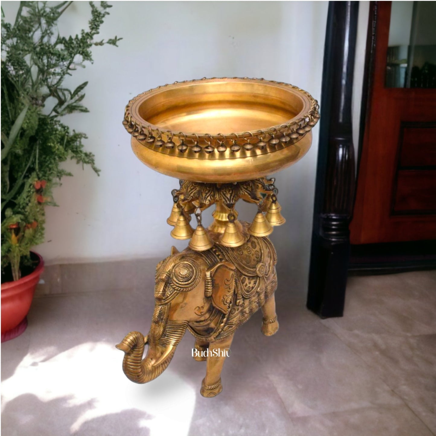 Beautiful Brass Urli with Engraved Elephant | Decorate Your Home with Elegance