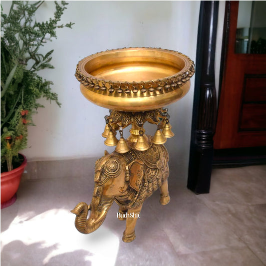 Beautiful Brass Urli with Engraved Elephant | Decorate Your Home with Elegance