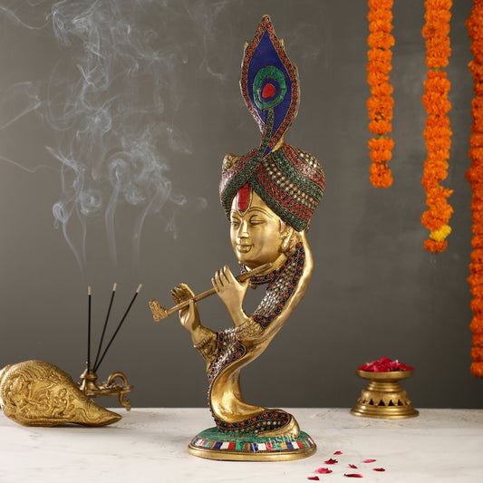 Beautiful Krishna Brass Idol Showpiece 20"