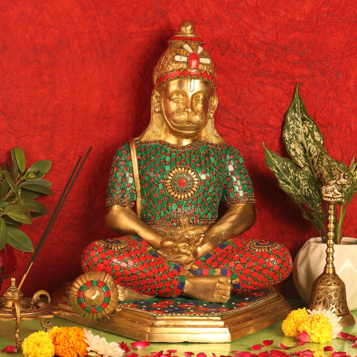 Beautifully Handcrafted Lord Hanuman Statue | Seated in Meditation | 16" Height