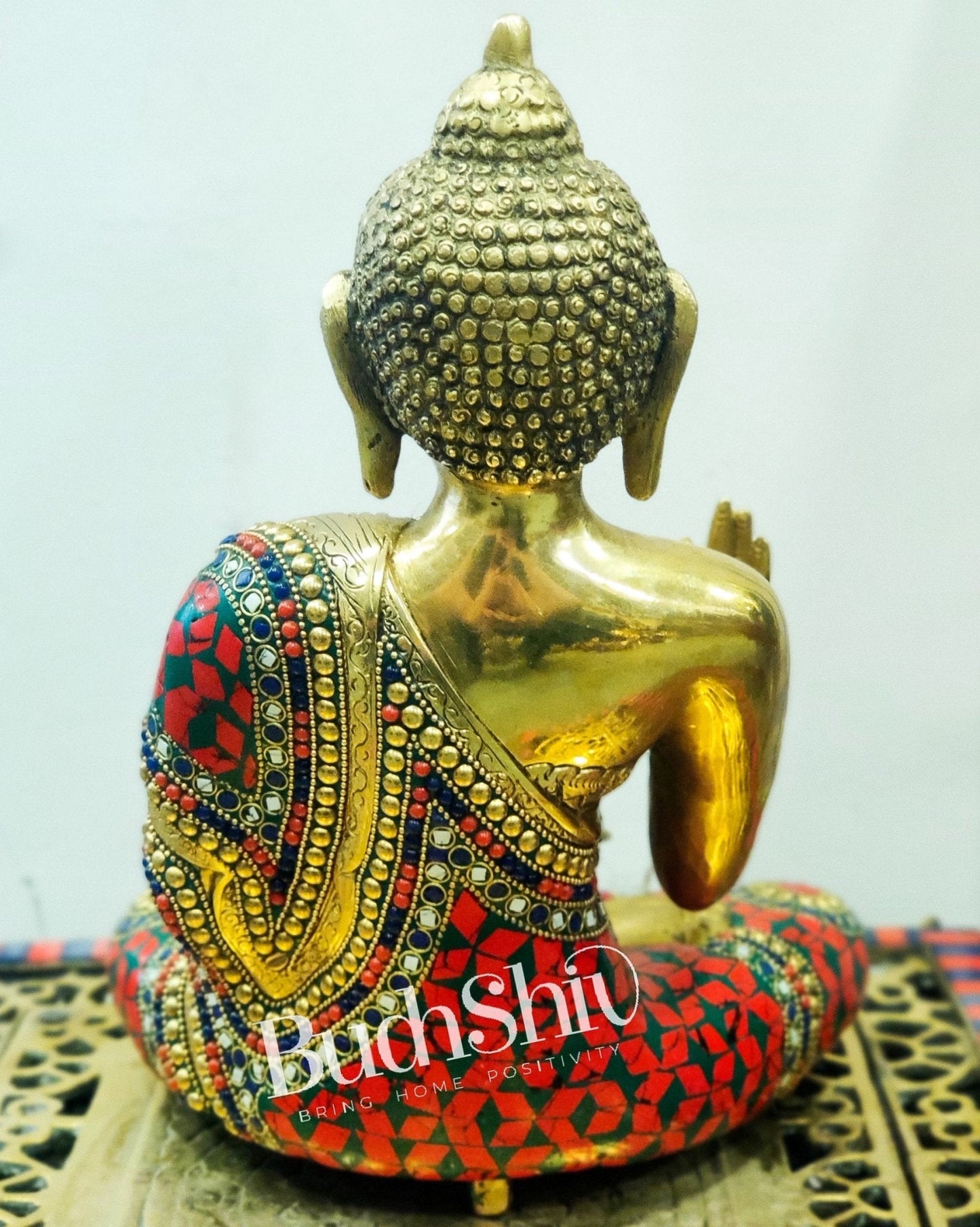 Blessing Buddha Brass Idol - 11 Inches | BudhShiv