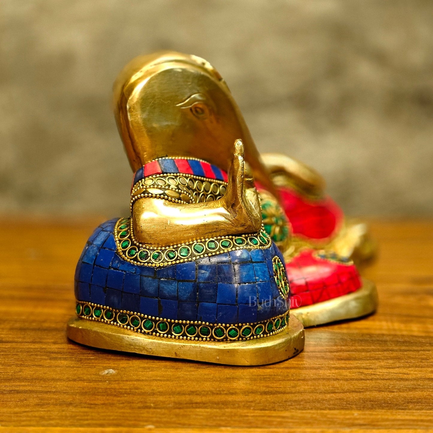 Brass abstract modern design Resting Ganesha statue 11 inch