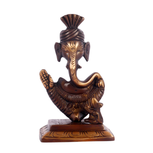 Brass Abstract Modern Pagadi Turban Ganesha 6 Perfect Gift Brown - BudhShiv