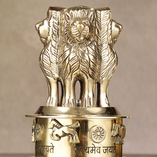 Brass Ashoka Lion Stambh Momento 6"