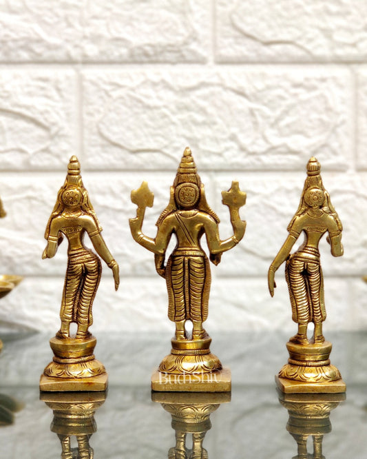 Brass Balaji with Bhudevi and Sridevi 5"