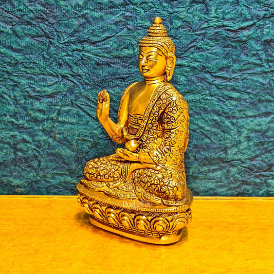 Brass Buddha Idol - 8" Abhaya Mudra Blessing Hand Statue