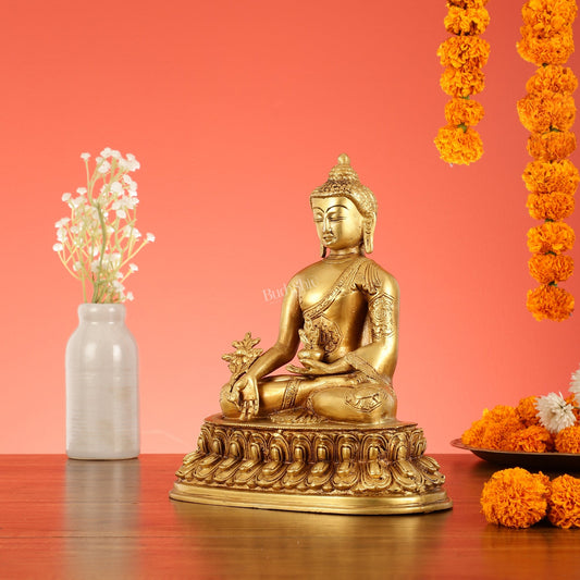 Brass Buddha Idol with Bhoomisparsha Mudra - 10 Inch
