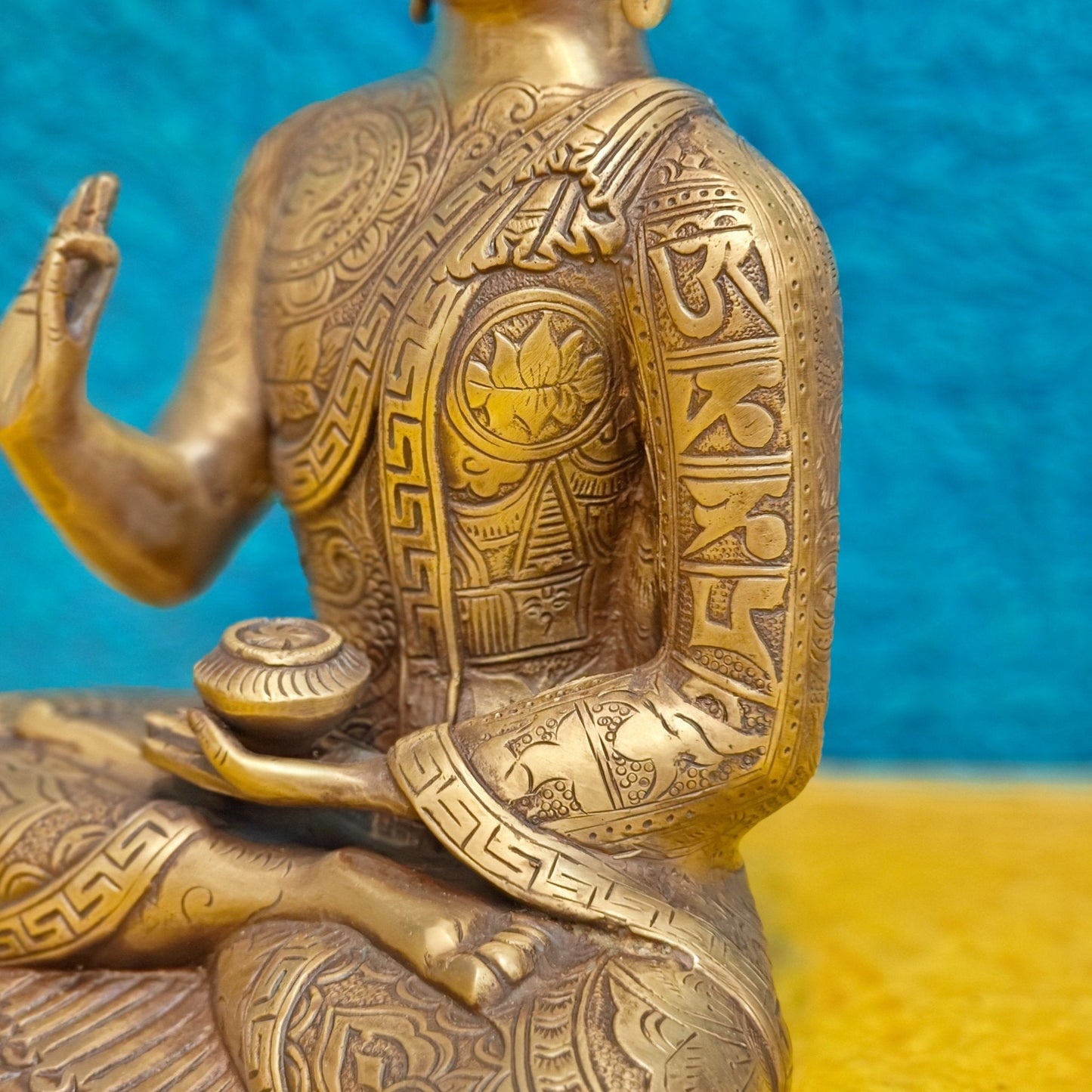Brass Buddha Statue 12" antique tone