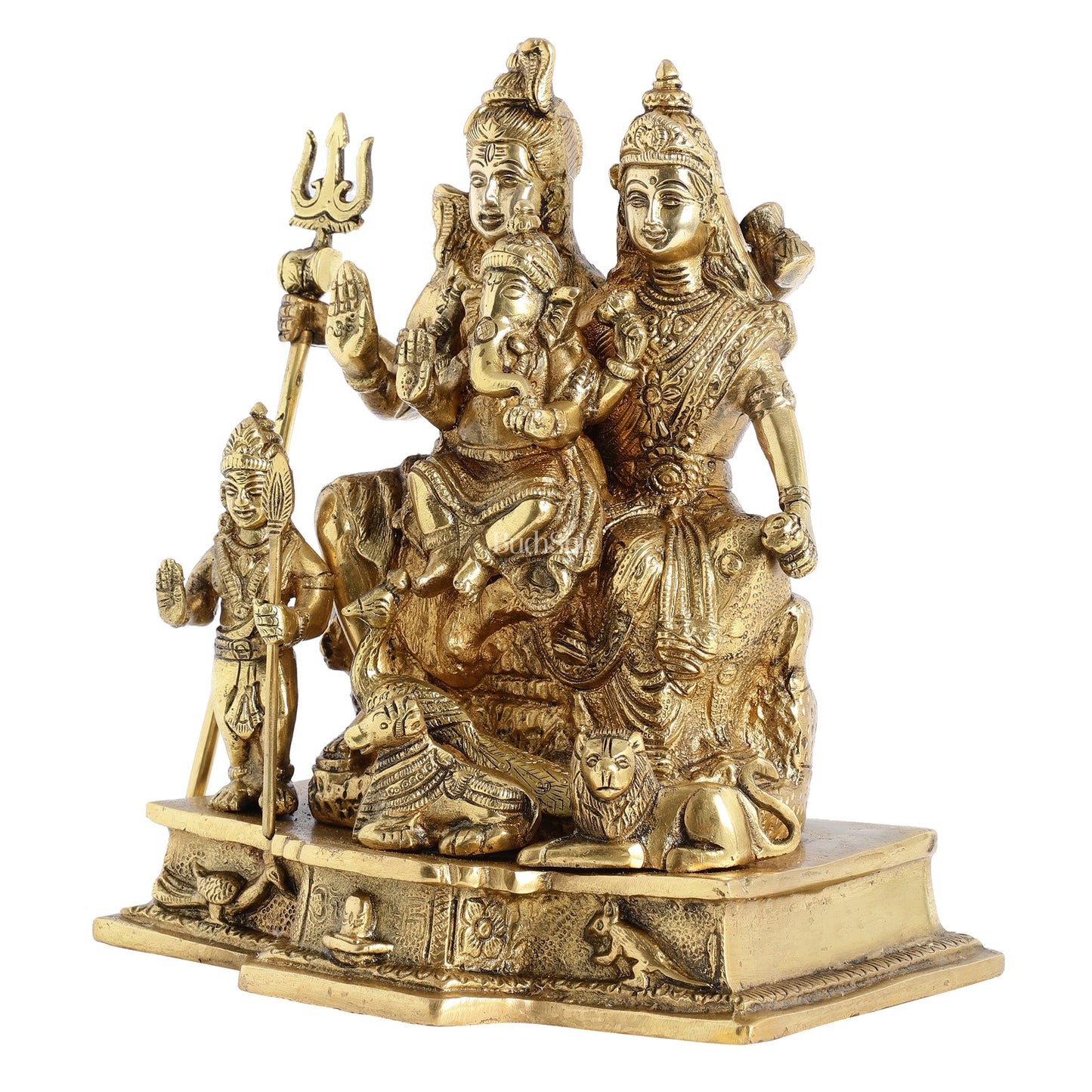Brass Complete Shiv Parivar Idol - 10 Inch