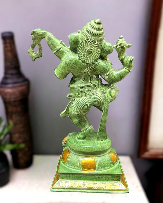 Brass Dancing Ganesha Statue - 17 inch height