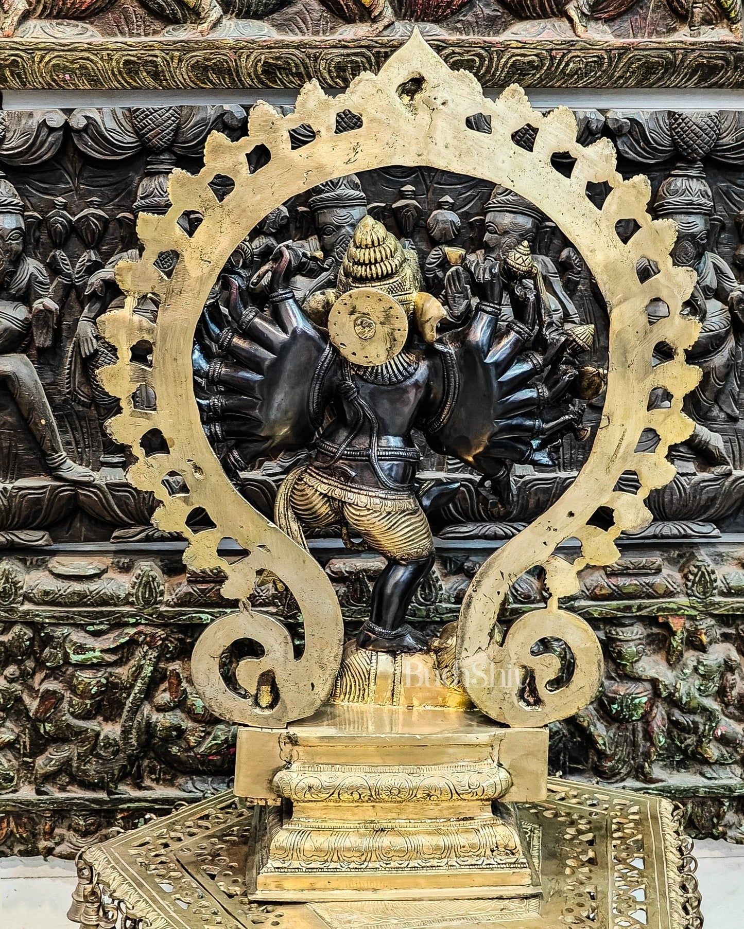 Brass Dancing Ganesha Statue 25" Black gold