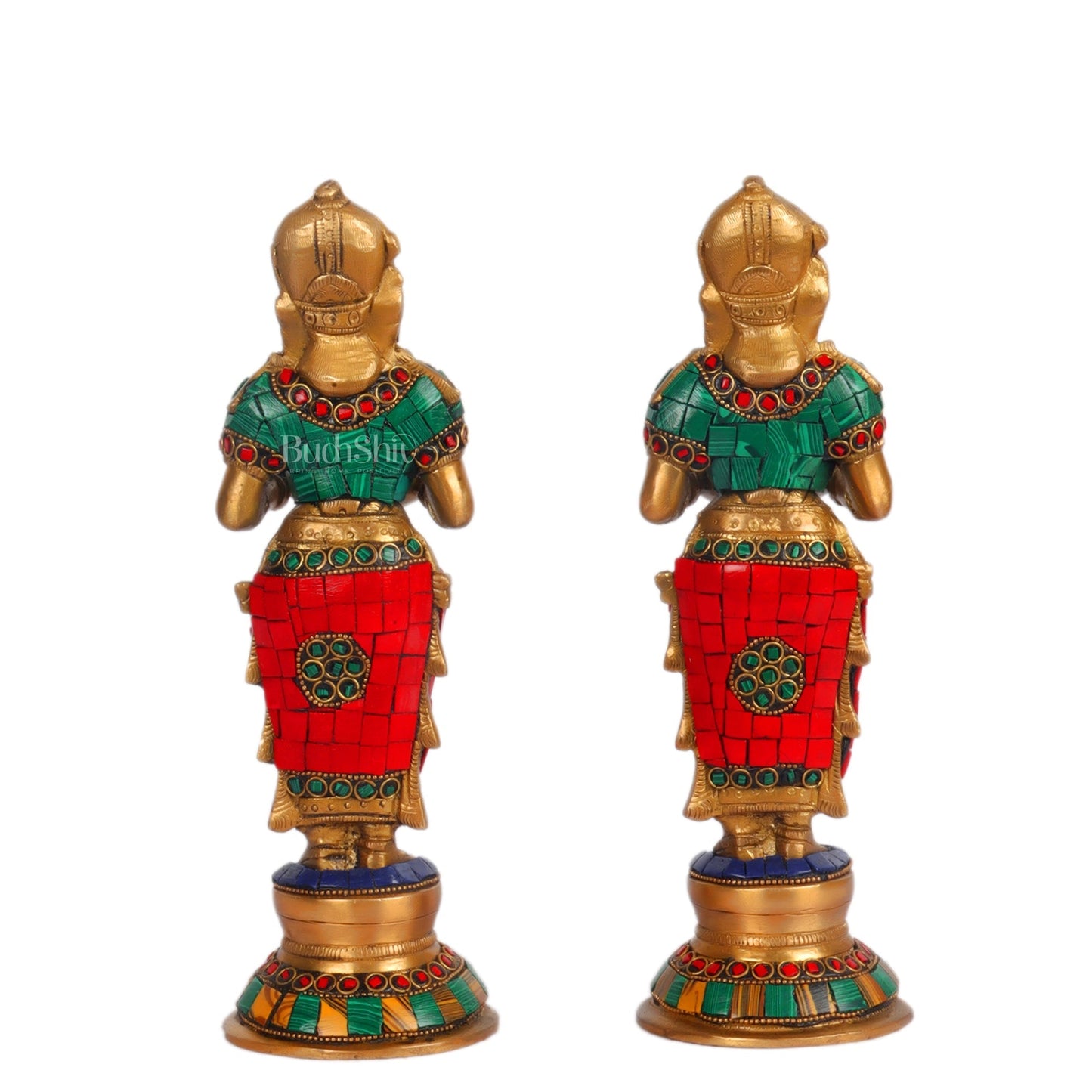 Brass Deep lakshmi/ Brass Deep Lady/ Brass Pavaai vilakku 9" Stonework