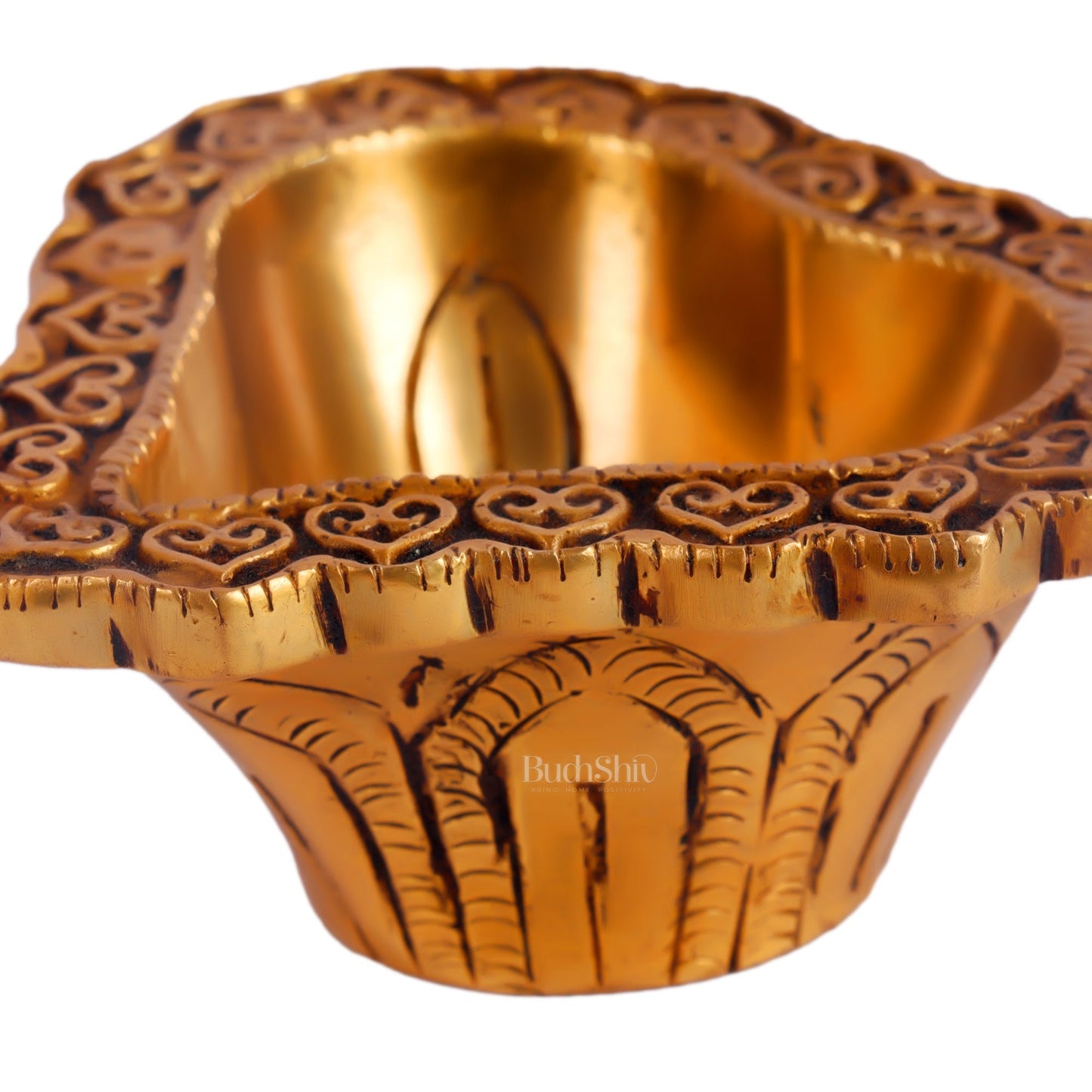 Brass engraved diya small size