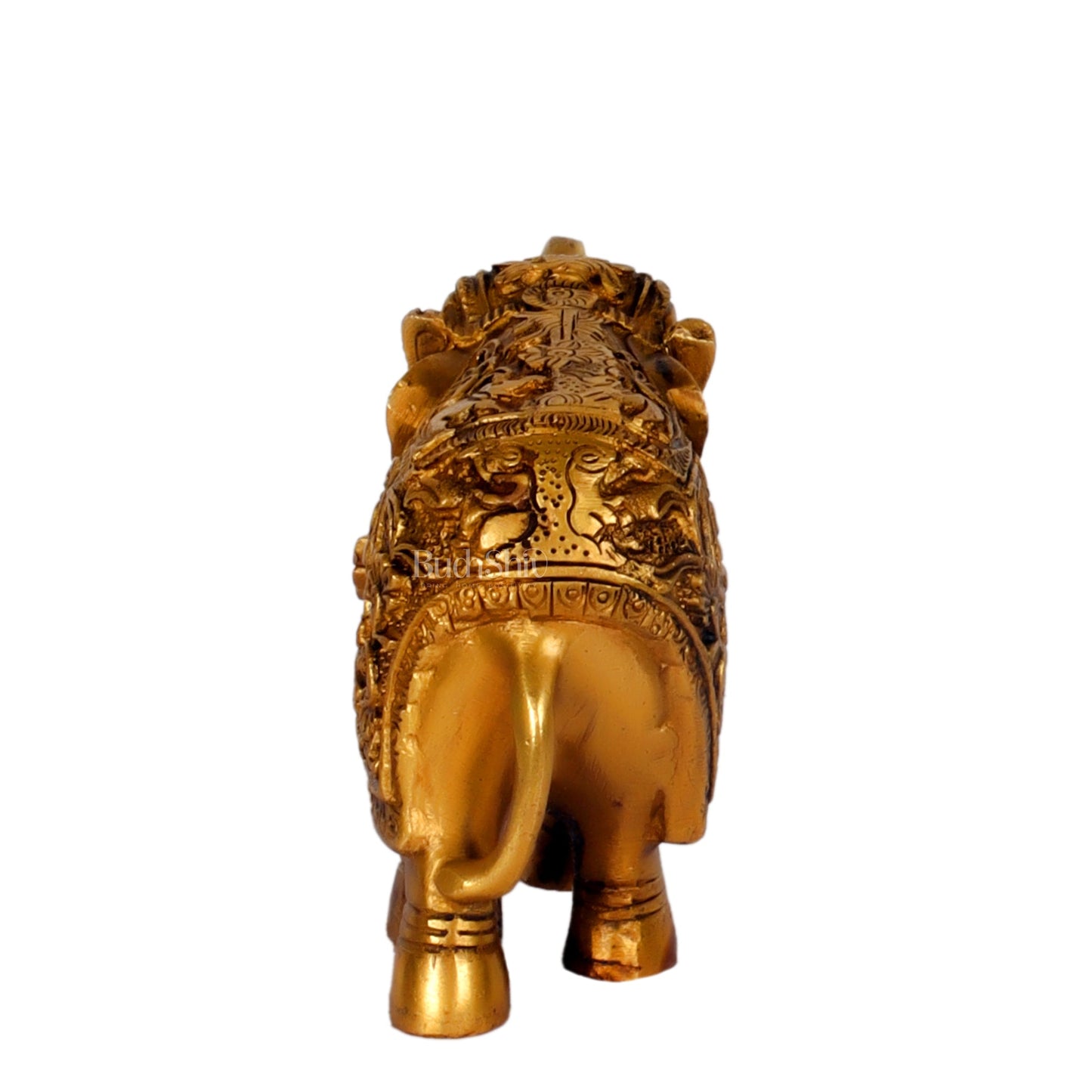 Brass Engraved Elephant Statue table accent 5"