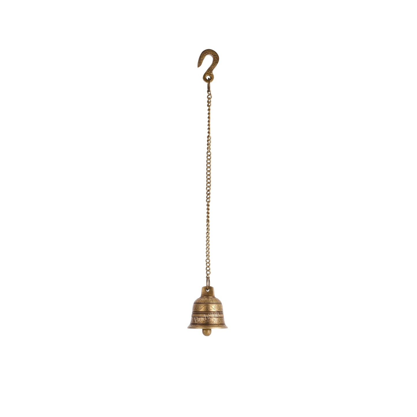 Brass Engraved hanging bell 3.5 inch diameter