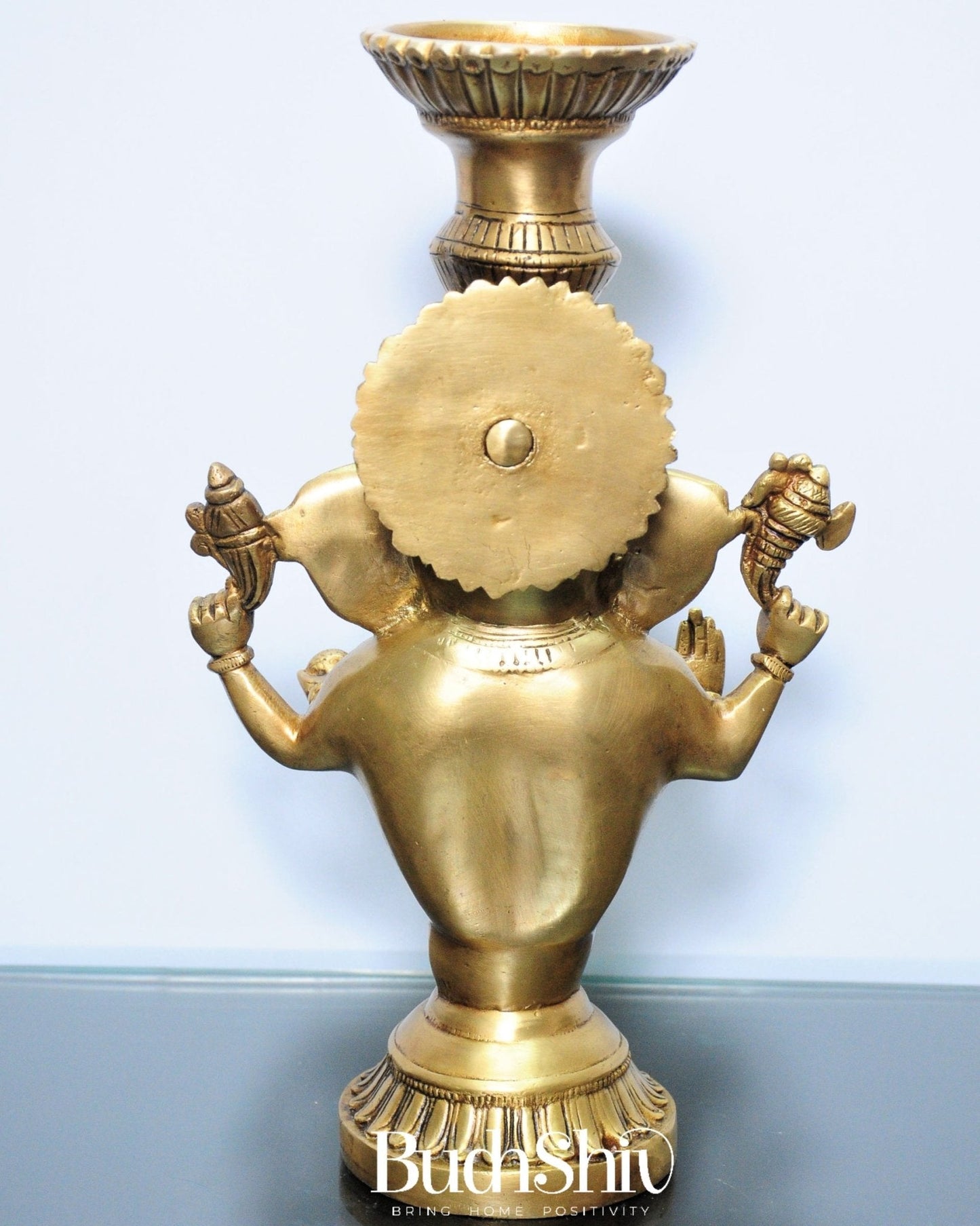 Brass Ganesha Candle Stand - Fine Detailing, Handcrafted Brass Décor