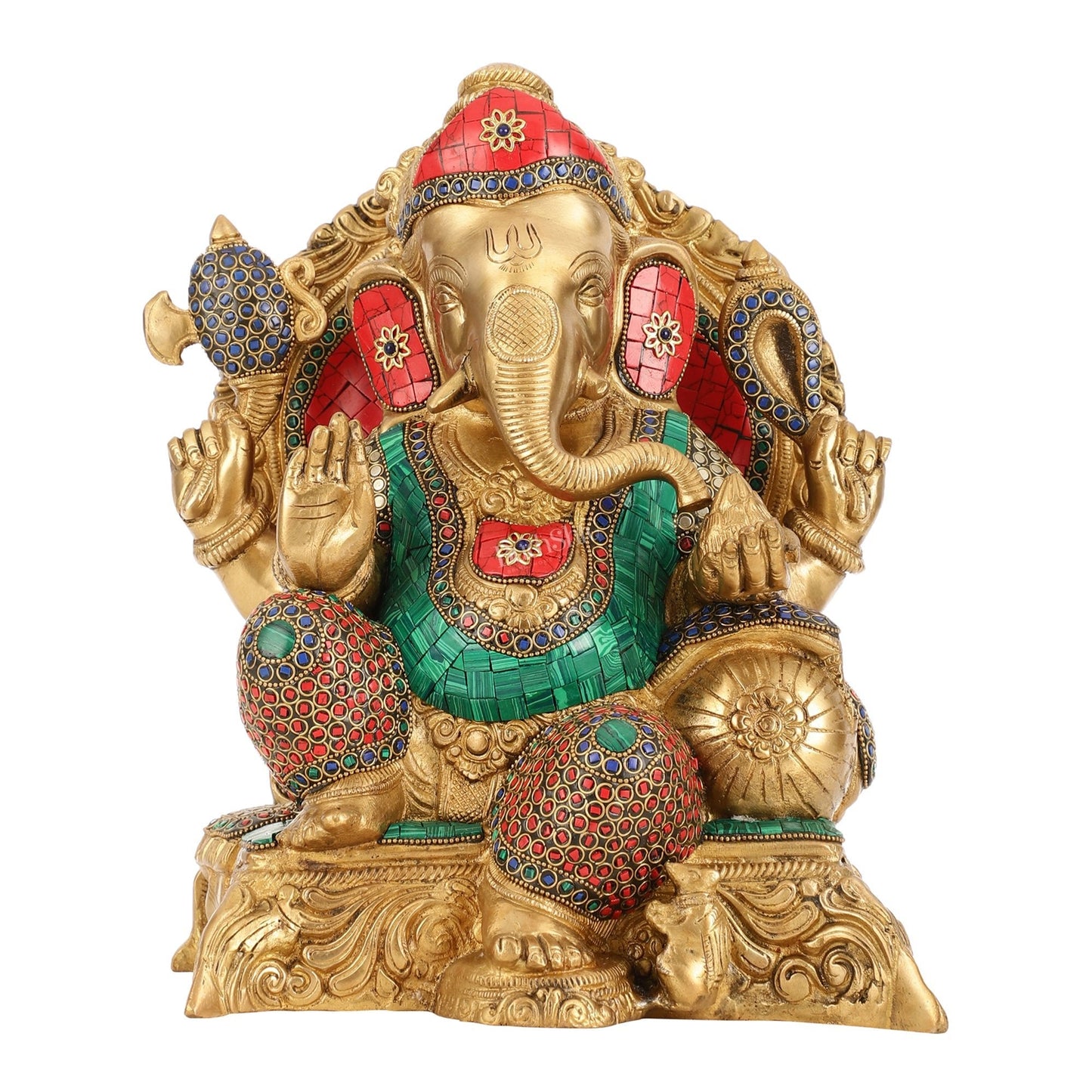 Brass Ganesha Statue - 13"