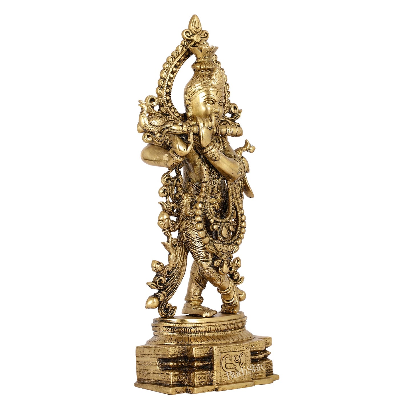 Brass Handcrafted Lord Krishna Idol - Unique Divine Sculpture | 15 inches