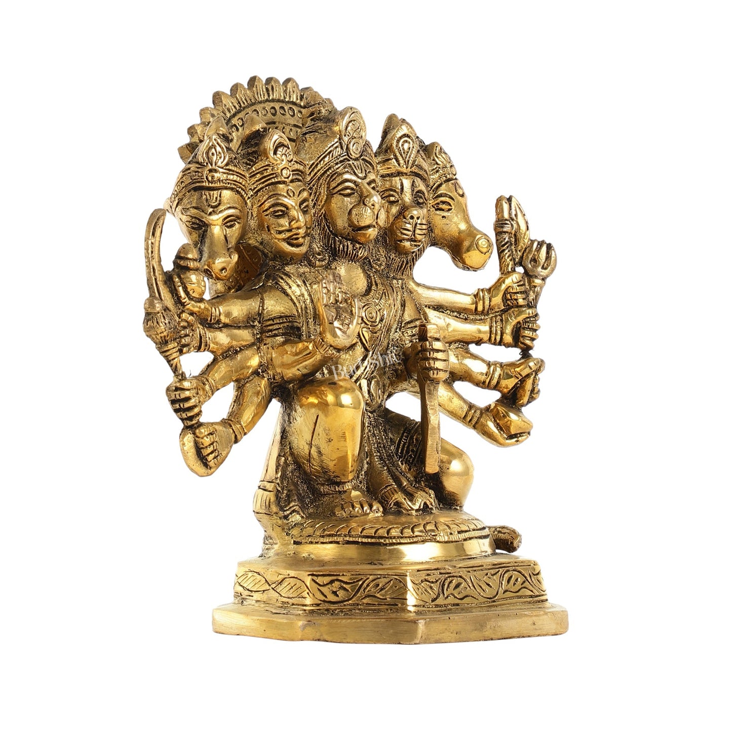 Brass Handcrafted Panchmukhi Hanuman Statue | 7" Height