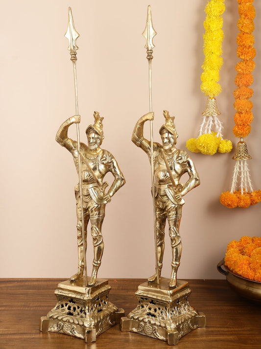 Brass Handcrafted Roman Soldier Showpiece Statue - 30 Inch