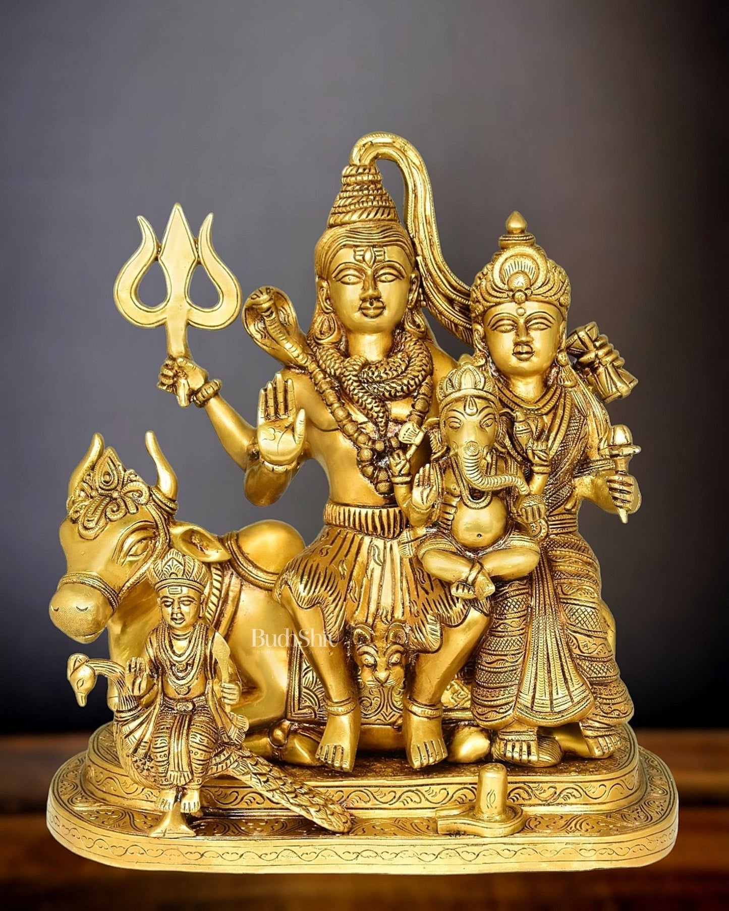 Brass Handcrafted Superfine Lord Shiva Parivar Idol | 14" Height