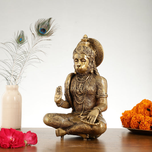 Brass Hanuman statue murti idol | 11" Height