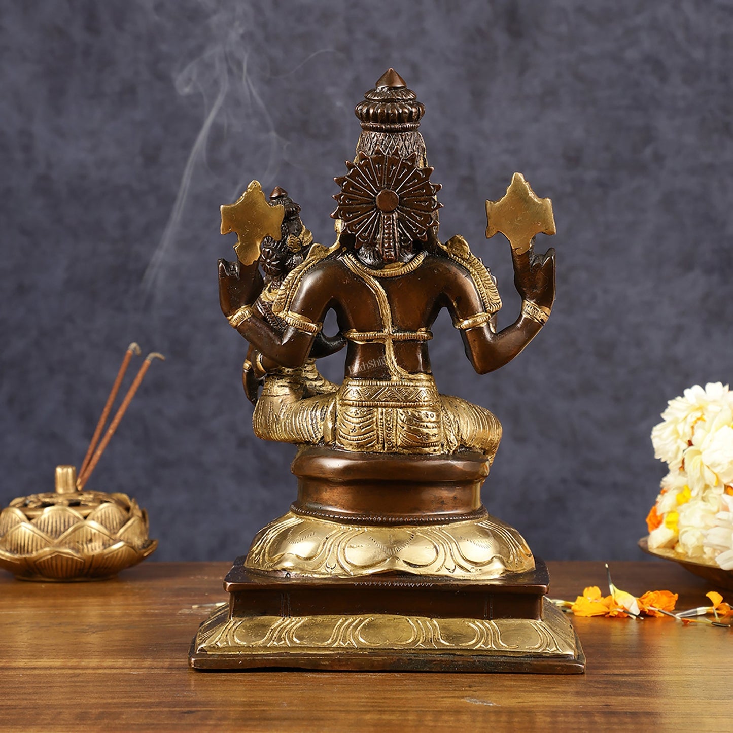 Brass Hayagriva Lakshmi idol 9" Antique duel tone