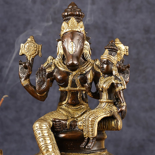 Brass Hayagriva Lakshmi idol 9" Antique duel tone