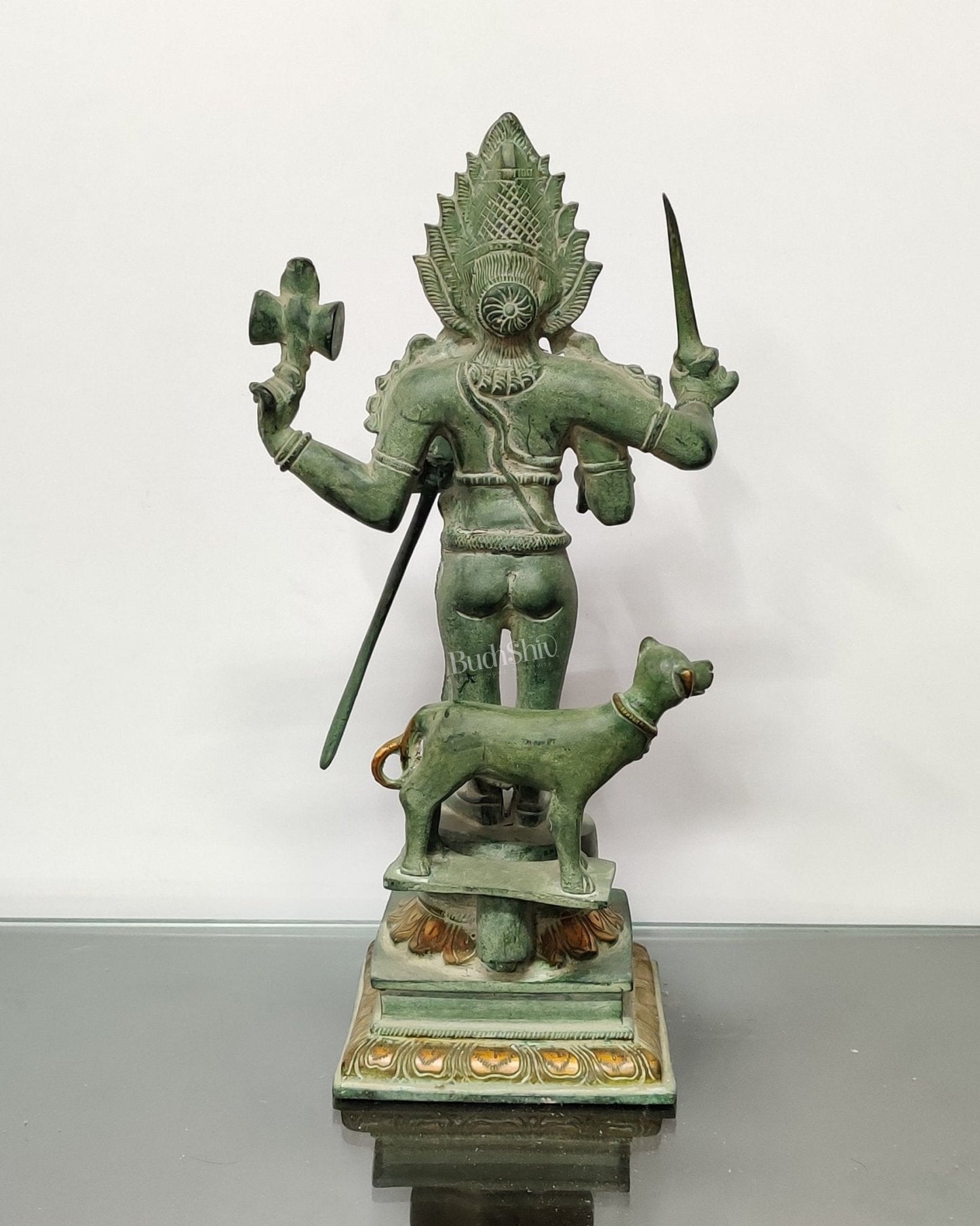 Brass Kaal Bhairava Statue with dog stone finish
