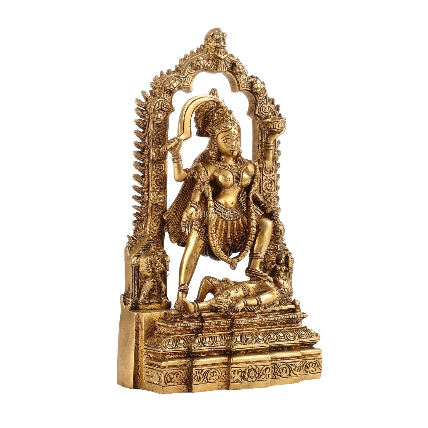 Brass Kali statue with Prabhavali 10"