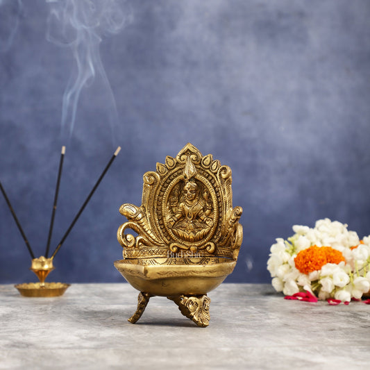 Brass lakshmi Diya Oil Lamp - 7 Inch