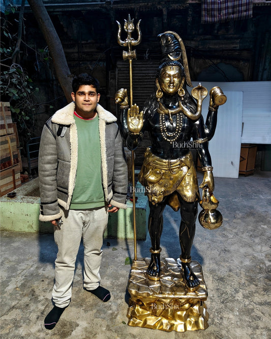 Brass Large Majestic Standing Lord Shiva Statue 90 inch