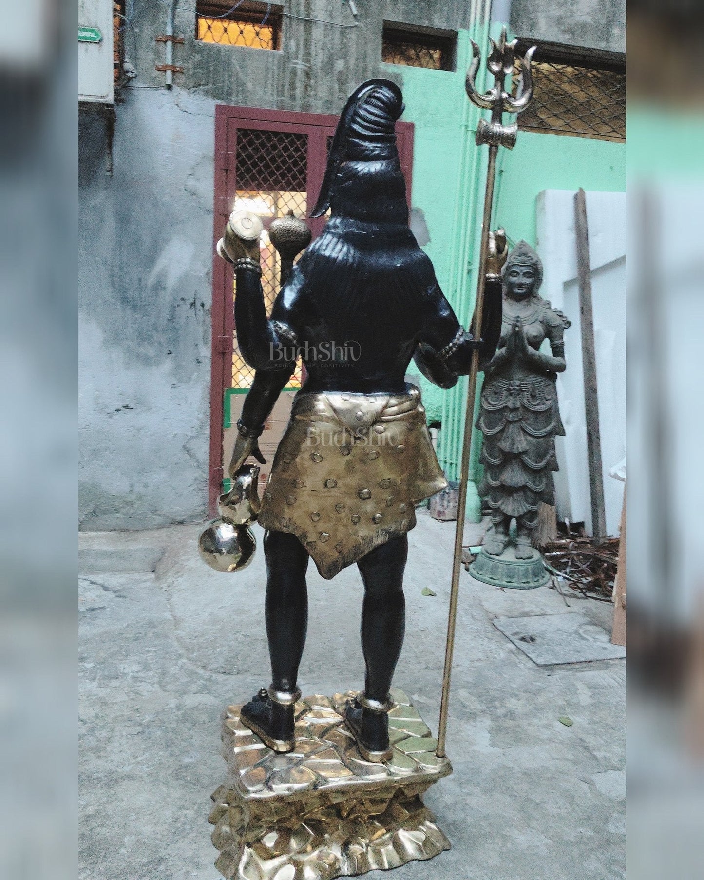 Brass Large Majestic Standing Lord Shiva Statue 90 inch
