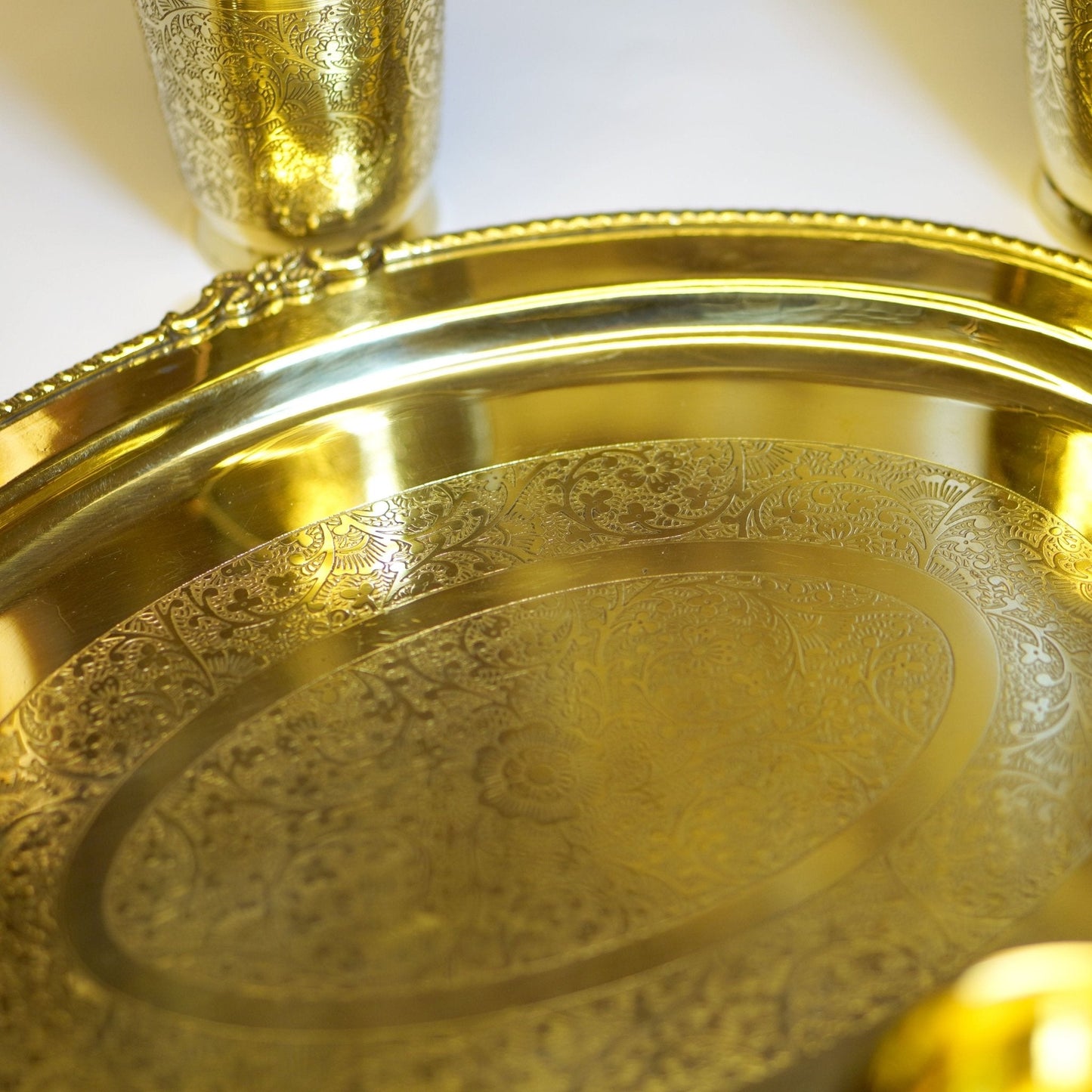 Brass Lemonade / Juice Jug with 6 Glasses and Tray