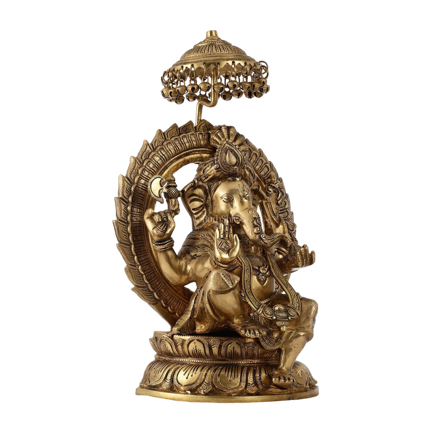 Ganesha Statue Seated on a Throne - 18 Inches