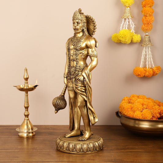 Brass Lord Hanuman Statue Standing 24" Height
