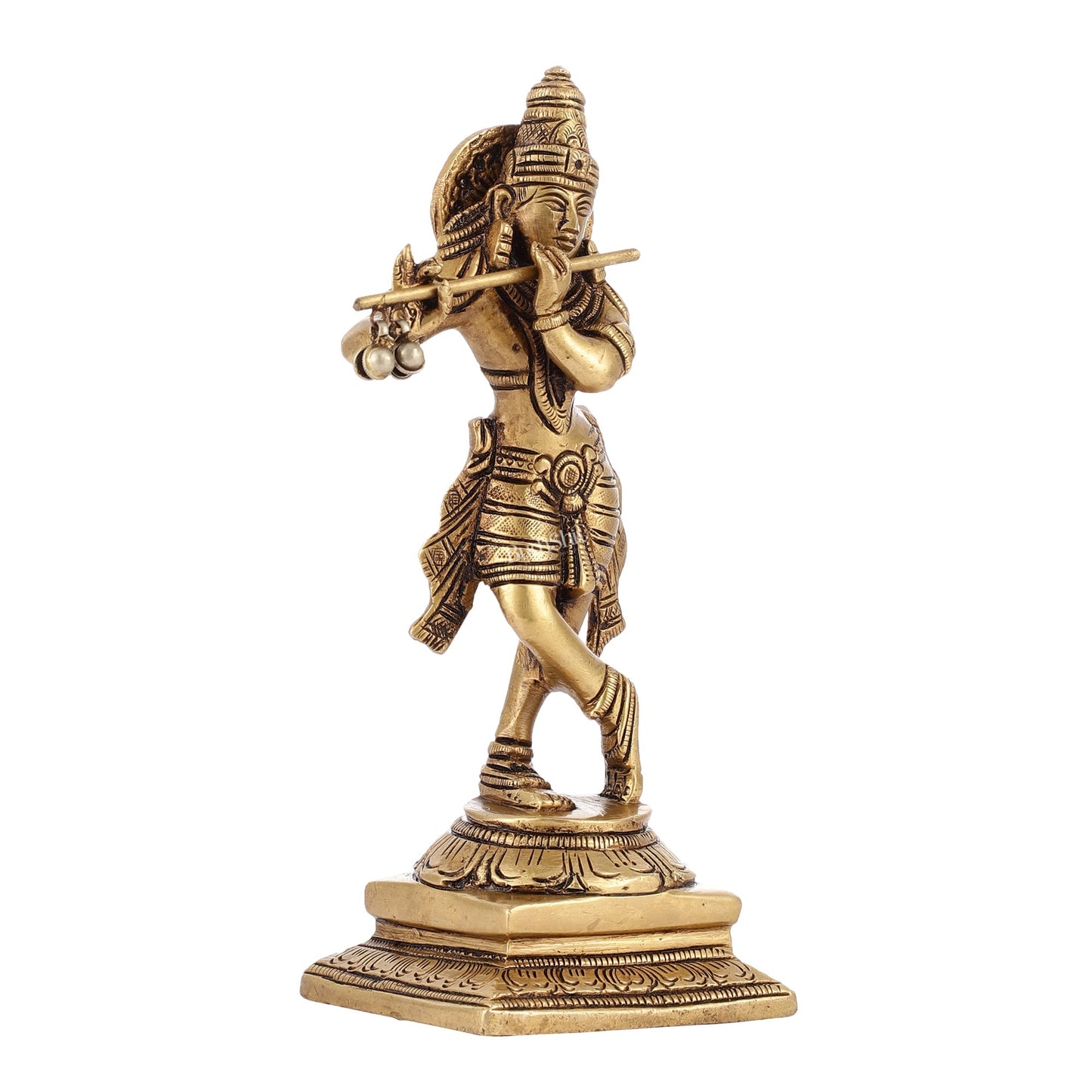 Brass Lord Krishna Idol | Height 7.5 inch