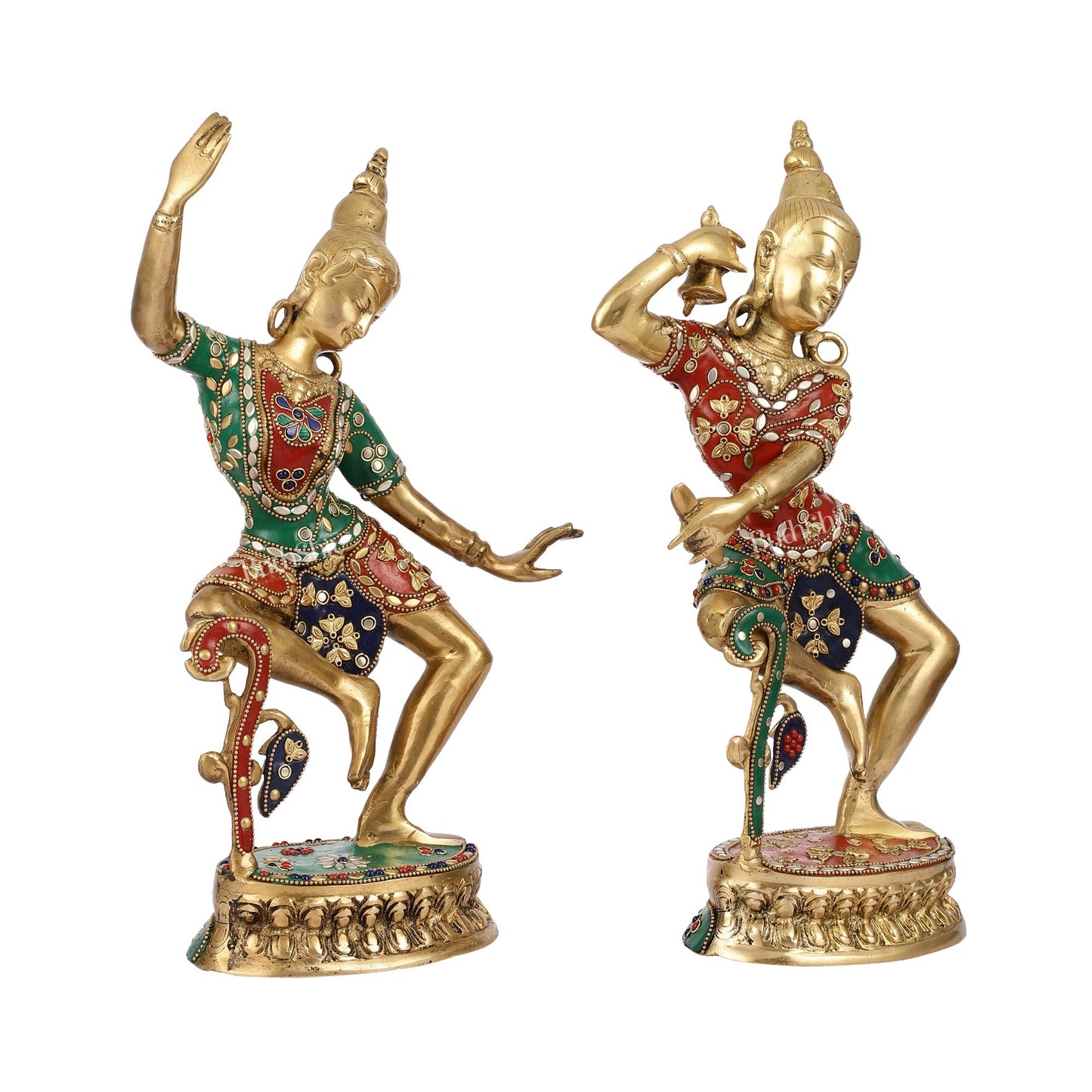 Brass Lord Shiva and Parvati Dancing Idols 15 inch