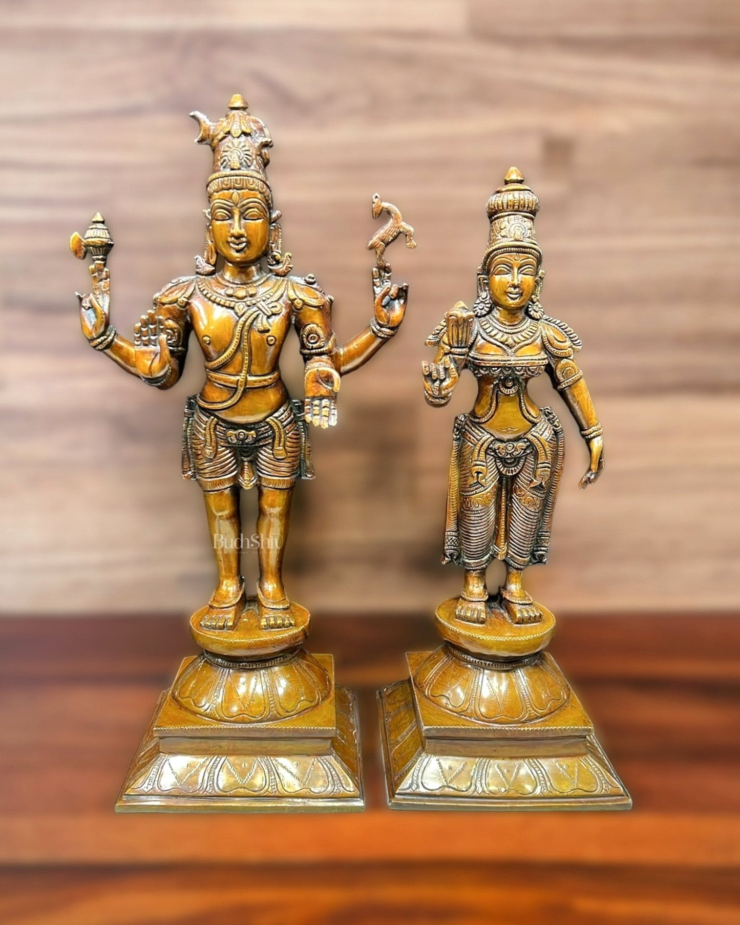Brass Lord Shiva and Parvati Idol | 18" Height