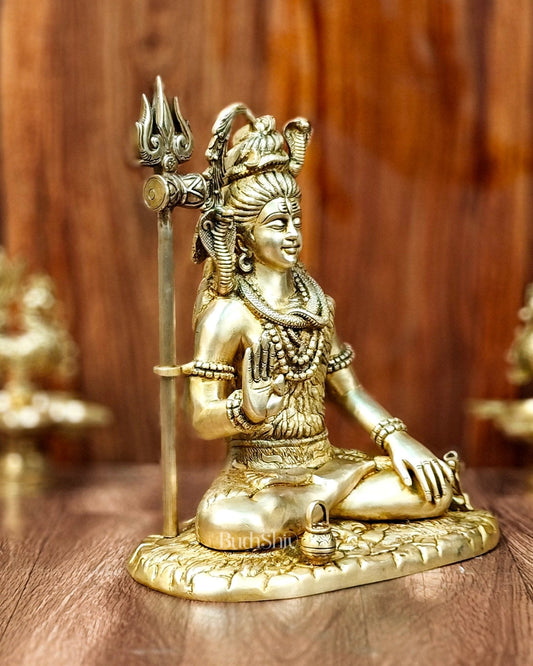 Brass Lord Shiva in Aashirwaad mudra idol 15" Height