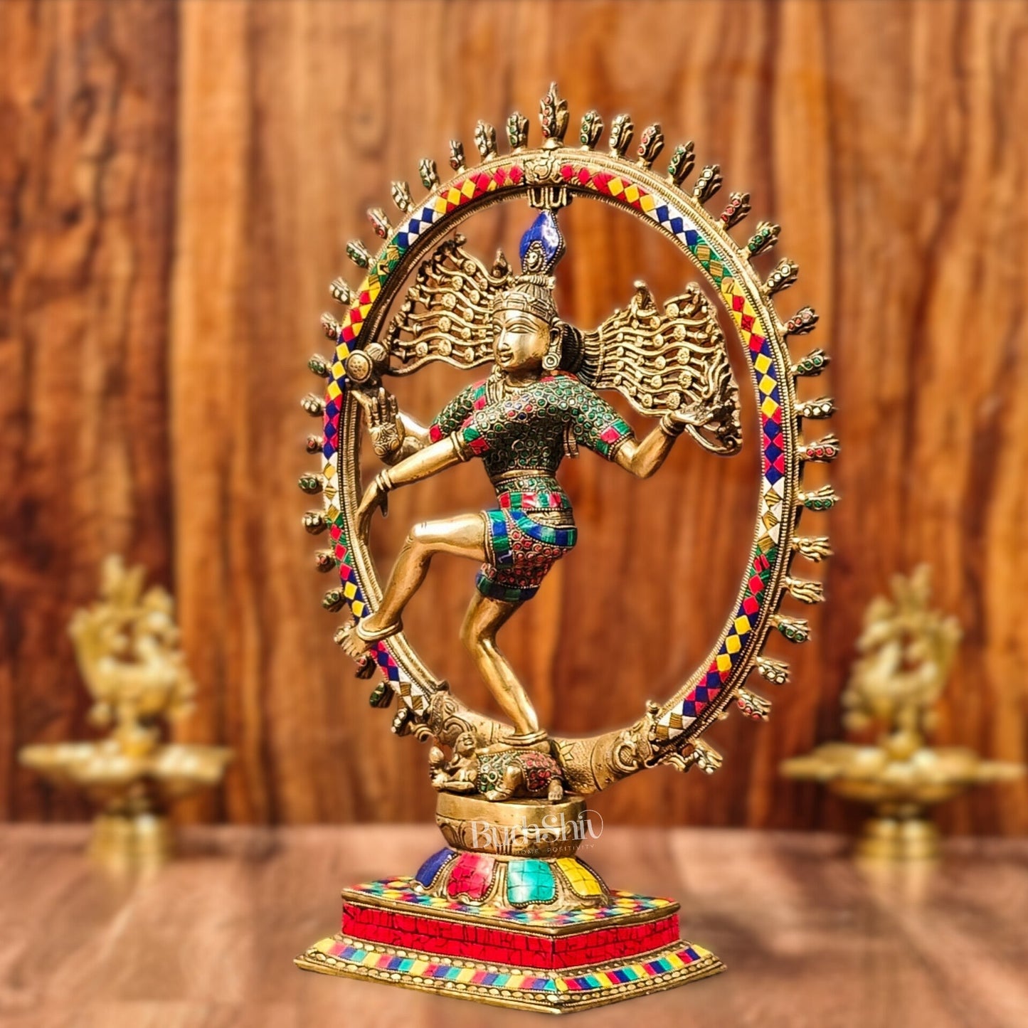 Brass Nataraja Statue with Ring - Symbolic Lord Shiva's Cosmic Dance - 21"