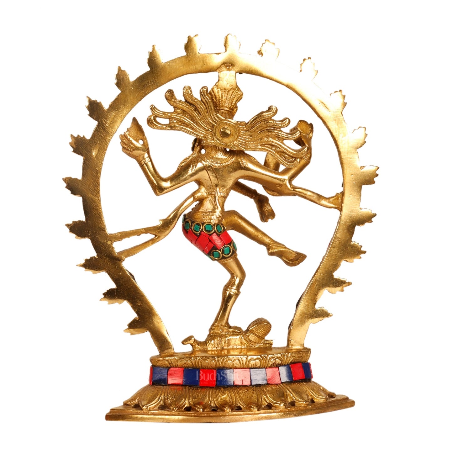Brass Nataraja with stonework 9"